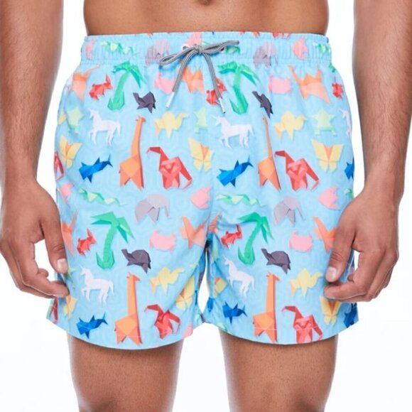NWT Boardies Origami Blue Board Shorts Swim Trunks Men's Size Large - Picture 7 of 9